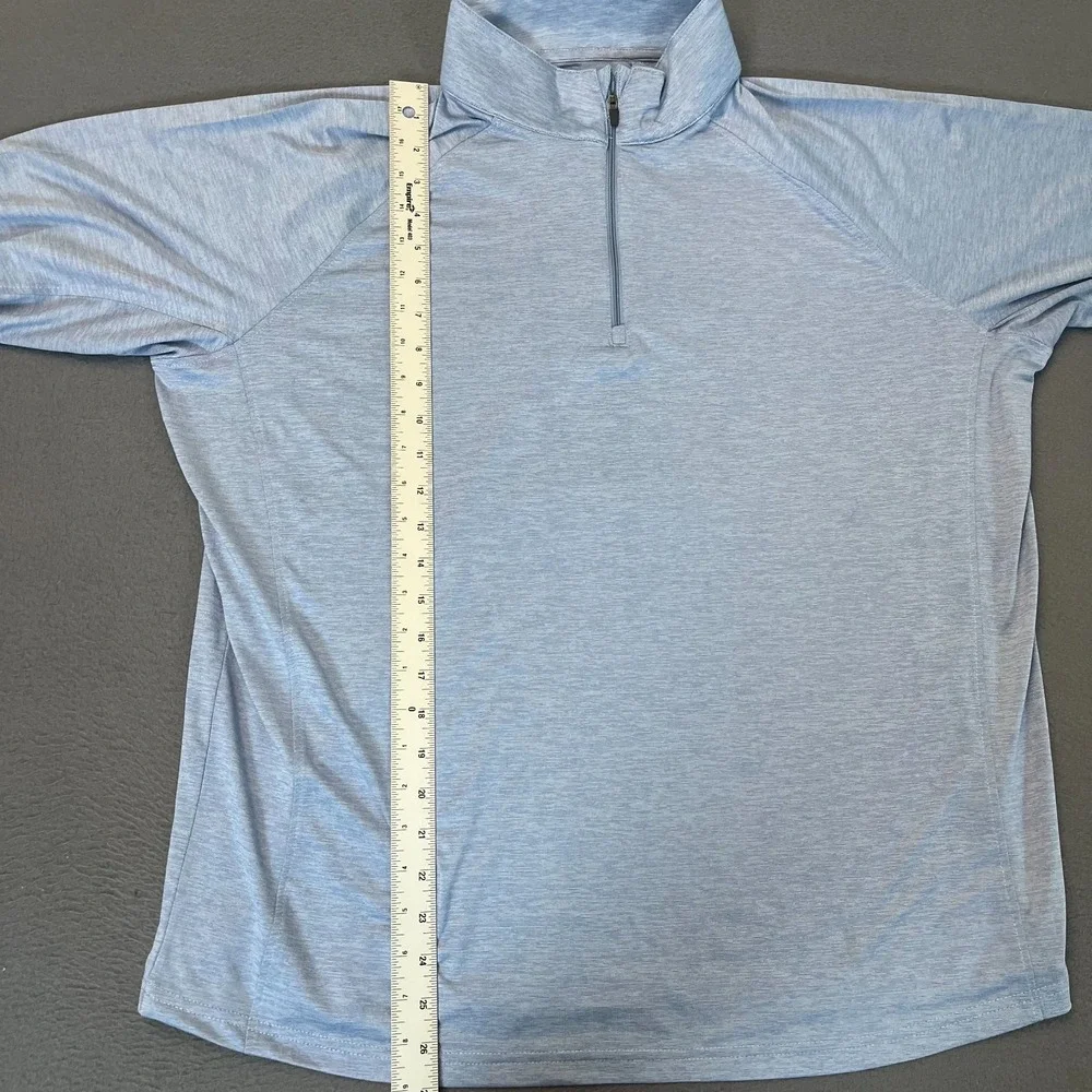 Unbranded Mens Size Large 1/4 Zip Pullover Blue Golf‎ Logo Stretch Mock Neck